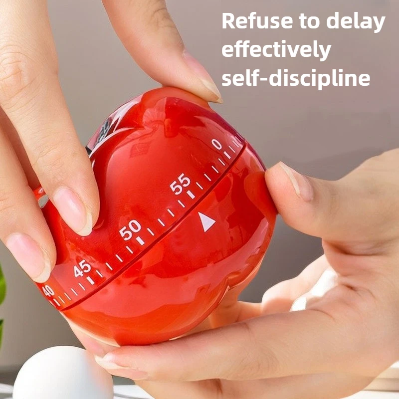 1pc Red Tomato Shape Kitchen Cooking Timer Reminder Alarm Clock Creative Cute Timer Mechanical Timer Durable Cooking Gadgets