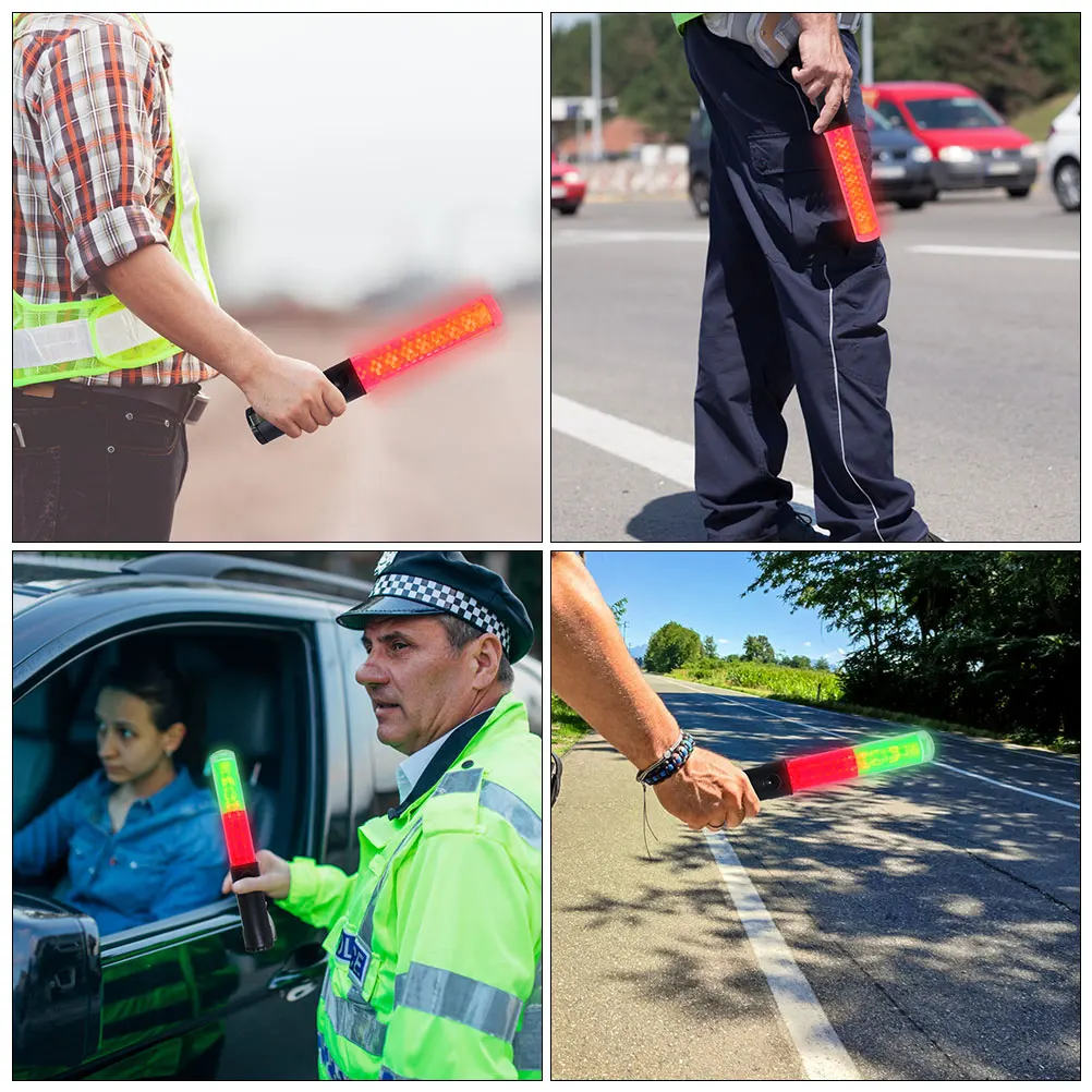 2Pcs 26Cm LED Warning Lights Portable Traffic Control Sticks for Night Visibility Direction Parking Lot Construction