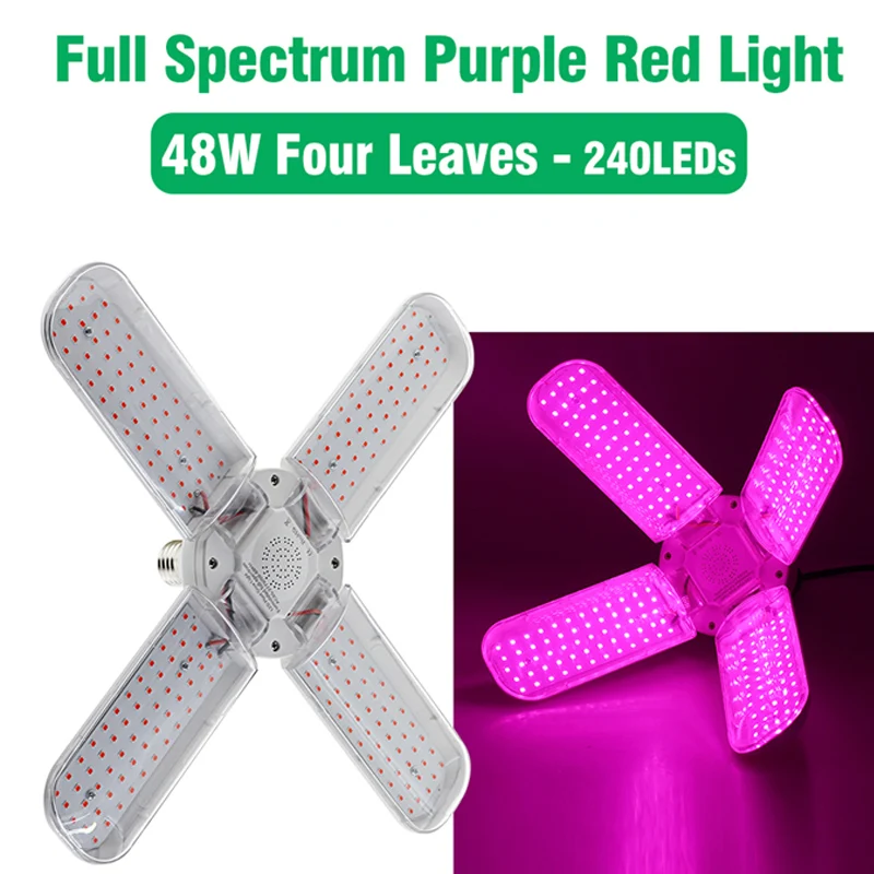 24W 36W 48W Pink Leaf plant lamp E27 full spectrum plant lamp highly efficient in promoting growth and creating a green miracle.