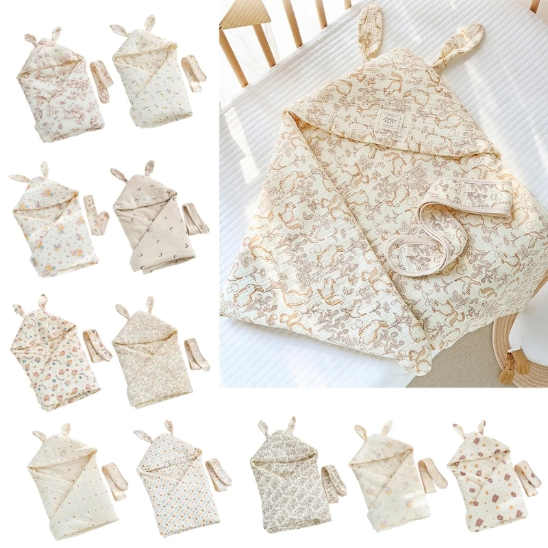 

Хлопковое детское одеяло с привлекательными ушками, нежное на ощупь одеяло для новорожденных, детское одеяло с прекрасным узором