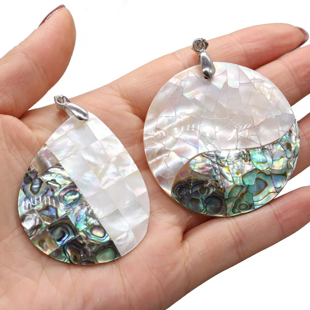 

Natural Shell Pendant Mother of Pearl Splicing Abalone Shell Exquisite charms For jewelry making DIY Necklace accessories