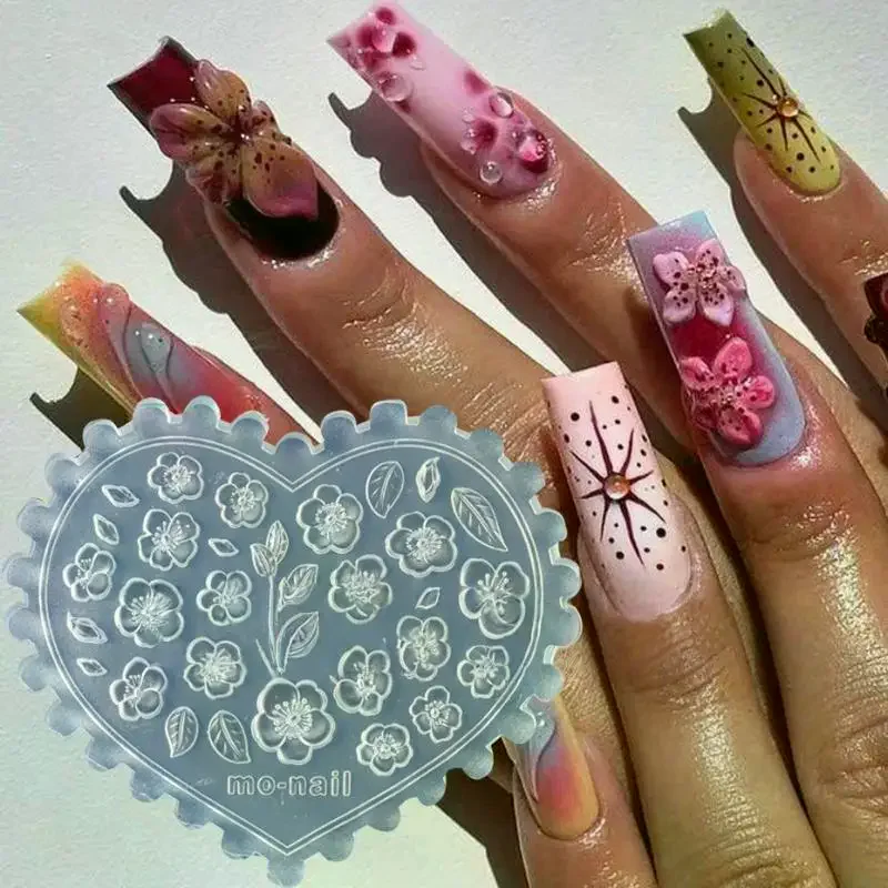 Rose Flower Butterfly 3D Silicone Nails Mold Tulip Nails Templates DIY Nail Art Decor Soft Stamping Mold Manicure Design Tools