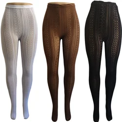 Lolita Lace Cutout Tights Woman White Black Brown Medias Socks Japanese Style Winter Pantyhose Y2K Club Stockings.