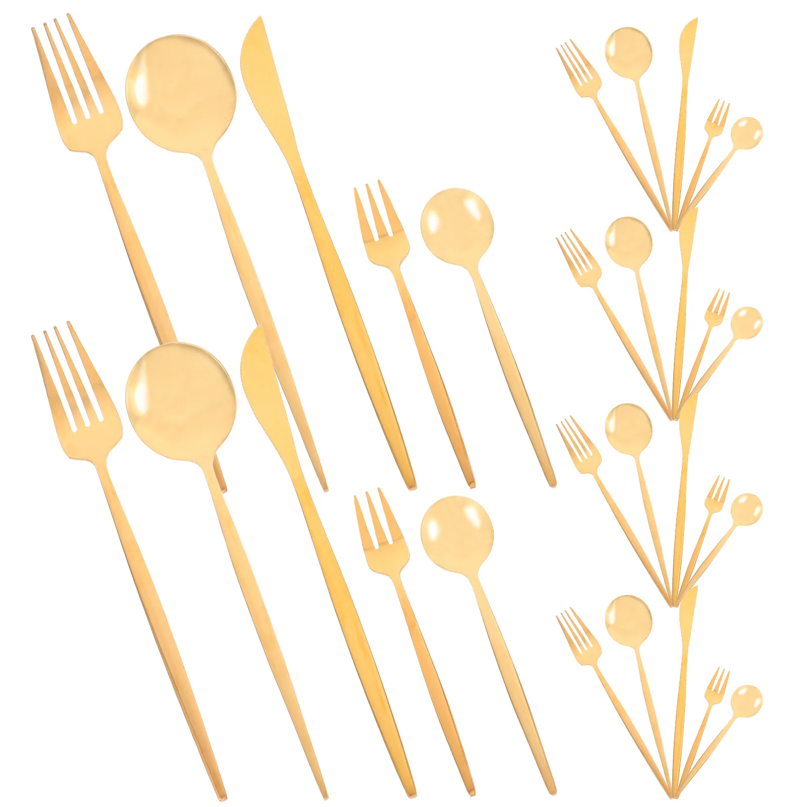 

30 Piece Stainless Steel Cutlery Set Golden Steak Fork Spoon Kit Reusable Flatware Dinner Party Wedding