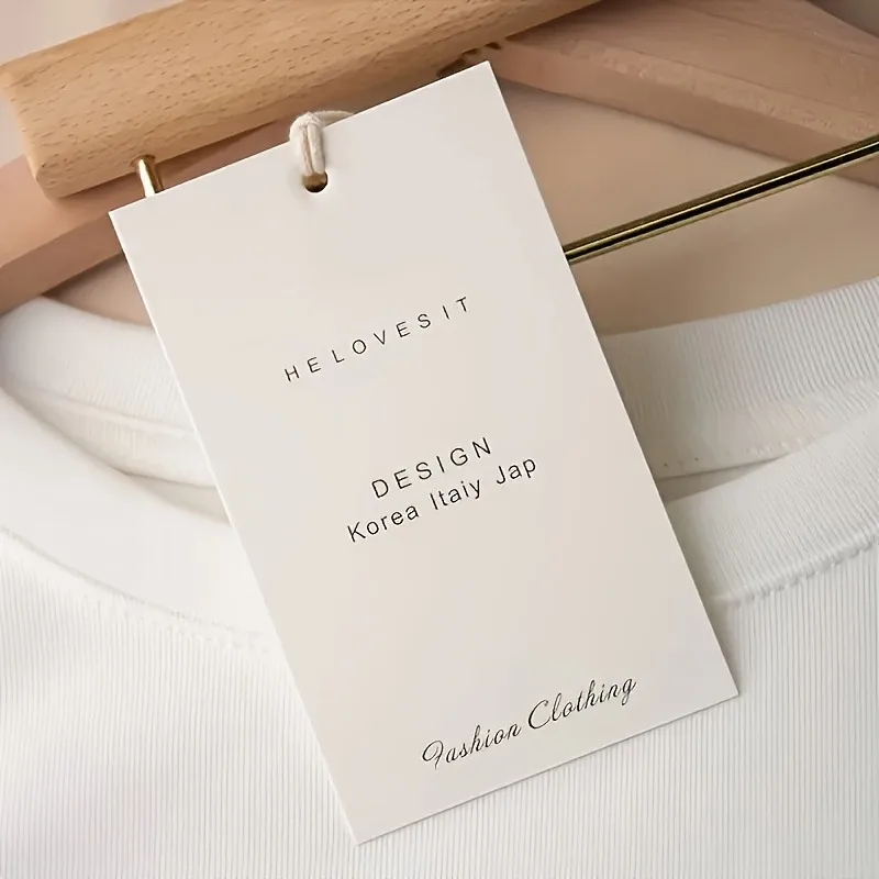 

100pcs Minimalist Custom Clothing Hang Tags 100Pcs - Logo/Text, Pre-punched, Apparel (No String)