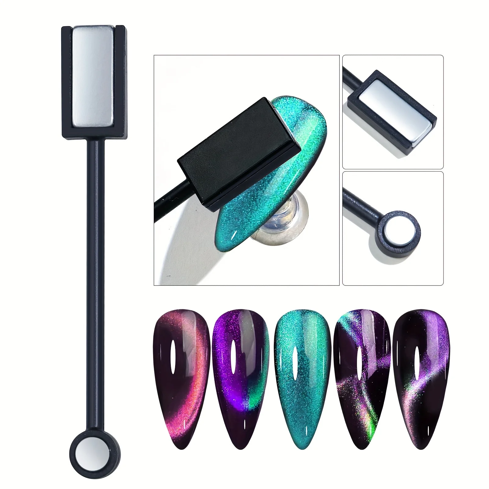 YIKOOLIN 8 pièces ensemble d'outils magnétiques pour ongles avec vernis Gel œil de chat magnétique pour bricolage Nail Art adapté à la maison Salon ou en Studio