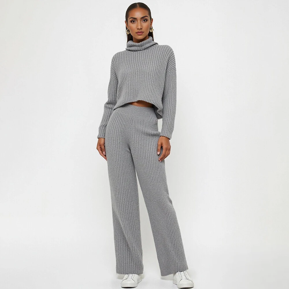 

MiaMuse Women's 2025 Comfy Pantsuits All Seasons Long Sleeve Round Neck Full Length Plain Daily Regular Fit Pantsuits