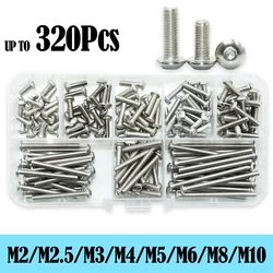 Round Hex Cap Screw kit M2 M2.5 M3 M4 M5 M6 M8 M10 Hexagon Socket Button Head Allen Drive Screws 304 Stainless Stee Bolt ISO7380