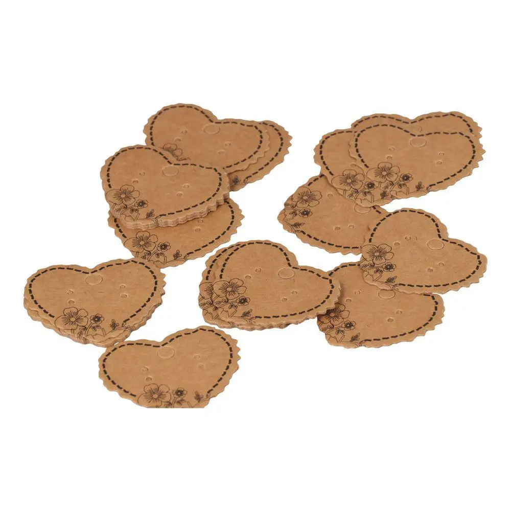 

Hanging Cards Heart Shape Heart Shape Display Cards Kraft Paper Brown Earring Holder Cards Ear Studs Display For Earrings