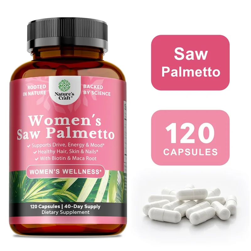 

Saw Palmetto for Women - DHT Blocker Restoring Hair Vitamins for Hair Health with Maca Root & Biotin for Stronger Healthier Hair