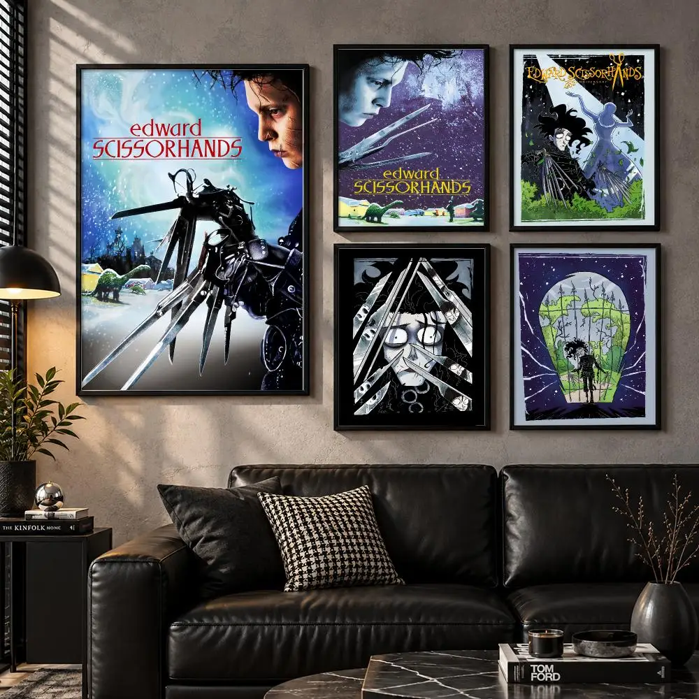 E-Edward S-Scissorhands Poster Wall Art Sticker For Living Room Bedroom Bar Home Decor Mural Painting Decoration