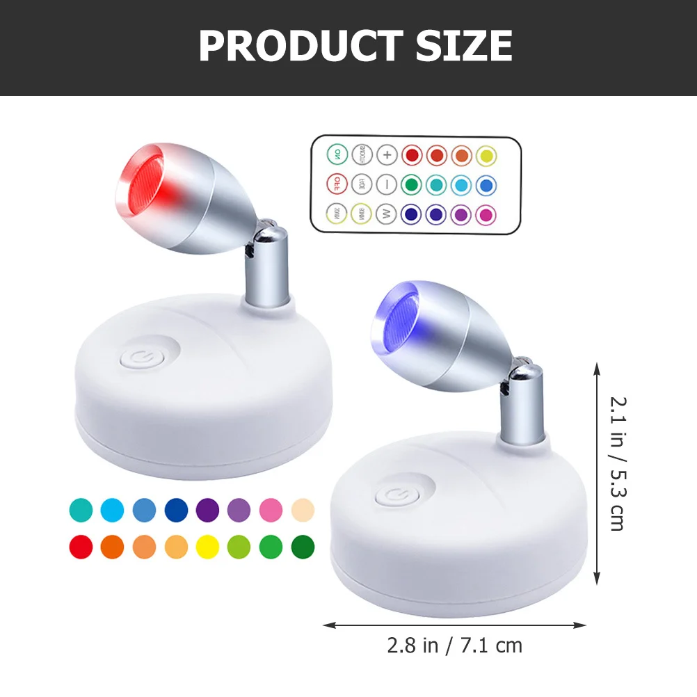 

2Pcs LED Spot Lights Indoor Rgb Wireless Under Cabinet Lights Remote Controlled Color Change Small Display Accent Lighting
