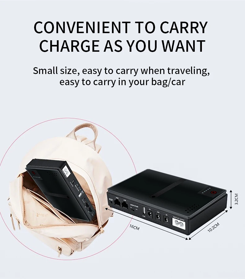 Portable UPS Router 5V/9V/12V Uninterruptible Power Supply for WiFi Router 10400MA Large Capacity Backup Power Adapter UPS Power