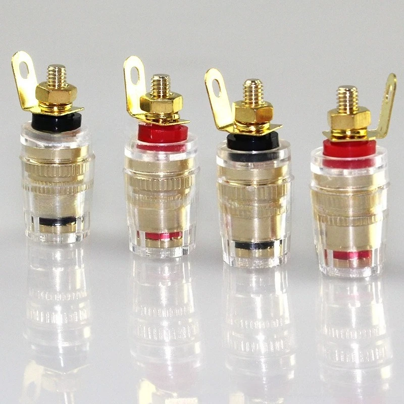 ‌4pcs Crystal Clear 4mm Banana Jack Binding Post Terminal for Amplifier Speakers, Transparent Audio Connector