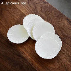 Boutique Lanolin Jade White Porcelain Anti Scalding Coaster Home Simple Tea Ceremony Parts Tea Cup Insulation Pad Tea Cup Holder