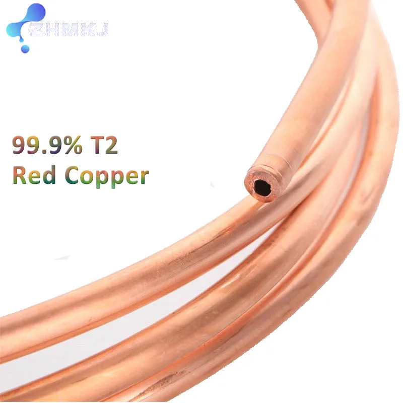 Soft Copper Tube Copper Coil 99.9% T2 Air Conditioning Pipe Red Copper OD 2/2.5/3/4/5/6/6.35/8/9.52/10mm Wall Tube Thk 0.5~1.5mm