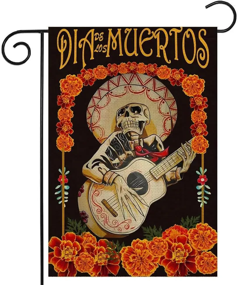 Dia De Los Muertos Garden Flag 12.5 x 18 Inch Halloween Day of The Dead Decorative House Yard Double Sided Flag for Holiday  uui