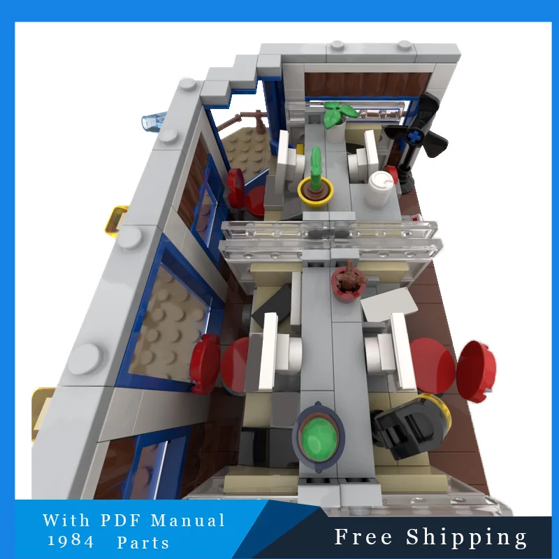 1984 ชิ้นส่วนสถานีตำรวจ โมเดล MOC ตัวต่อบล็อก รถยนต์ มอเตอร์ไซค์ เครื่องบิน ของเล่นแบบประกอบชุด ของขวัญวันคริสต์มาสและวันเกิด
