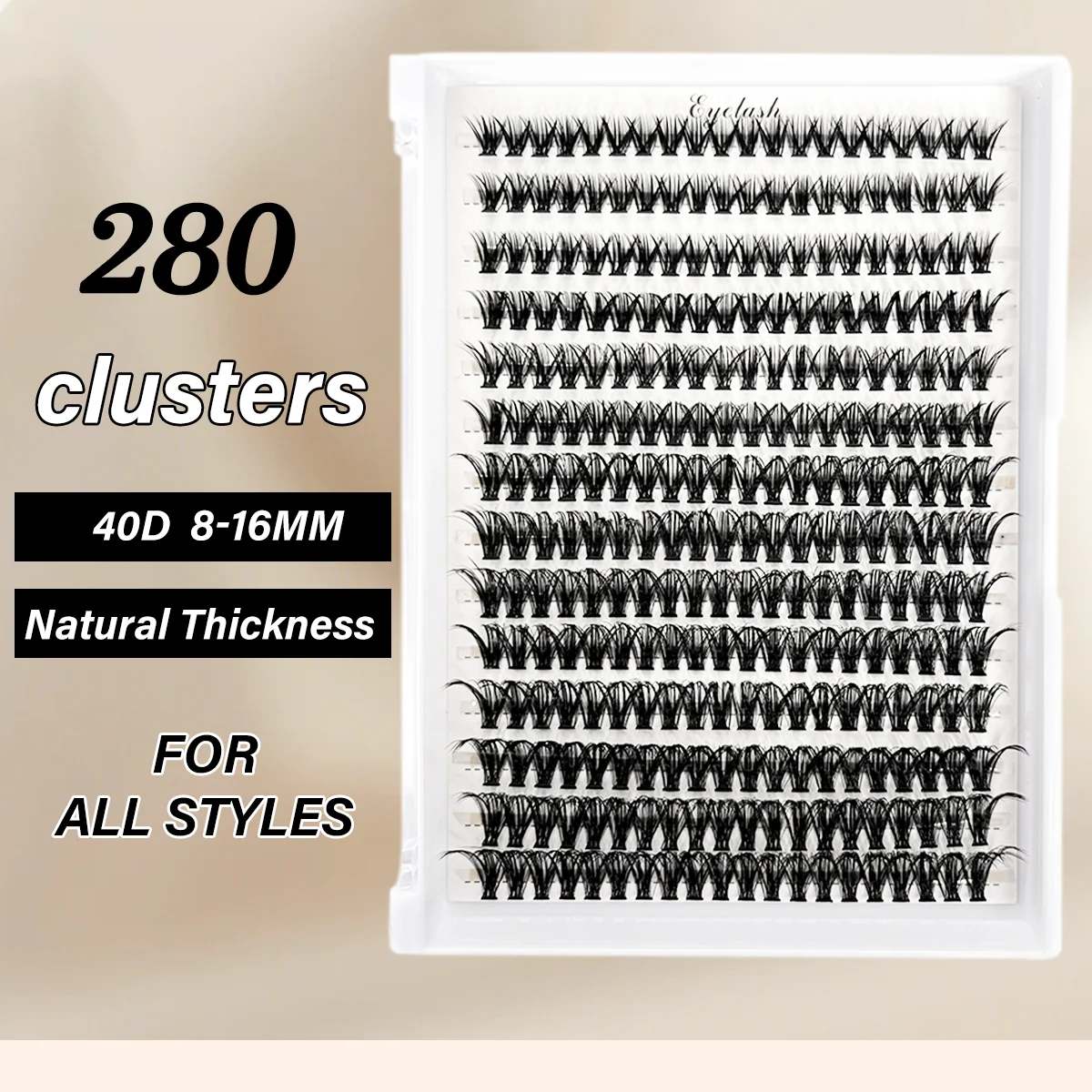 Cluster Eyelash Soft Fluffy DIY Lashes 40D Thick Manga Fasle Lashes 8-16mm Mixed Eyelash 280PCS Cat Eye Volume Lash Clusters