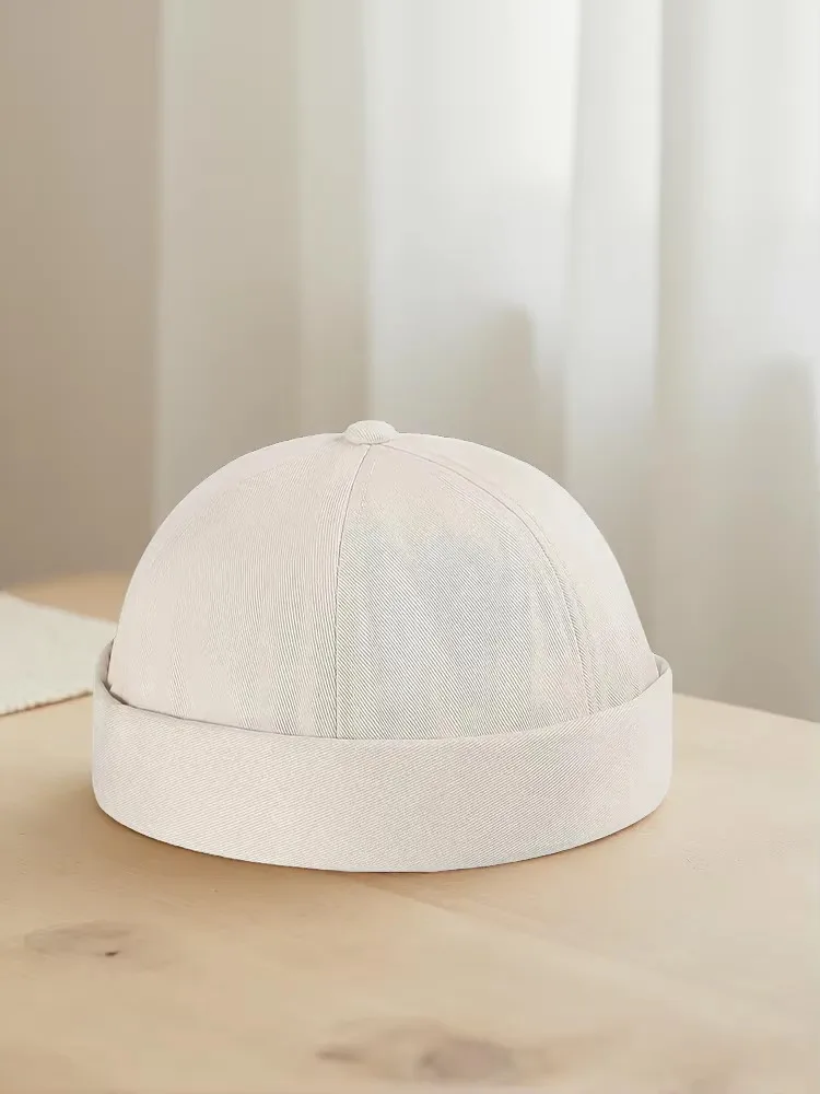 Unisex Adjustable Cotton Melon Skin Cap Vintage Dome Hat Brimless Fashion Beanies for Men And Women Hip Hop Style