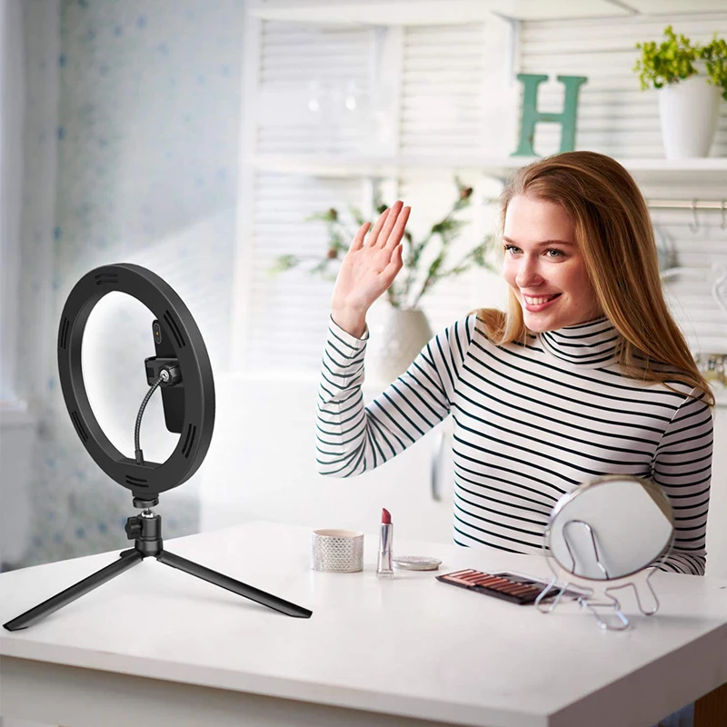 26cm LED Photography Video Ring Light Selfie Light RingLight Phone Stand Tripod Fill Light Dimmable Lamp Trepied Streaming Lamps