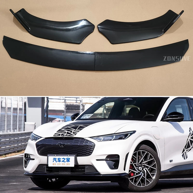 

For Ford Mustang Mach-E 2021--2024 Year Front Bumper Lip Splitter Spoiler Body Kit Accessories Universal 4pcs