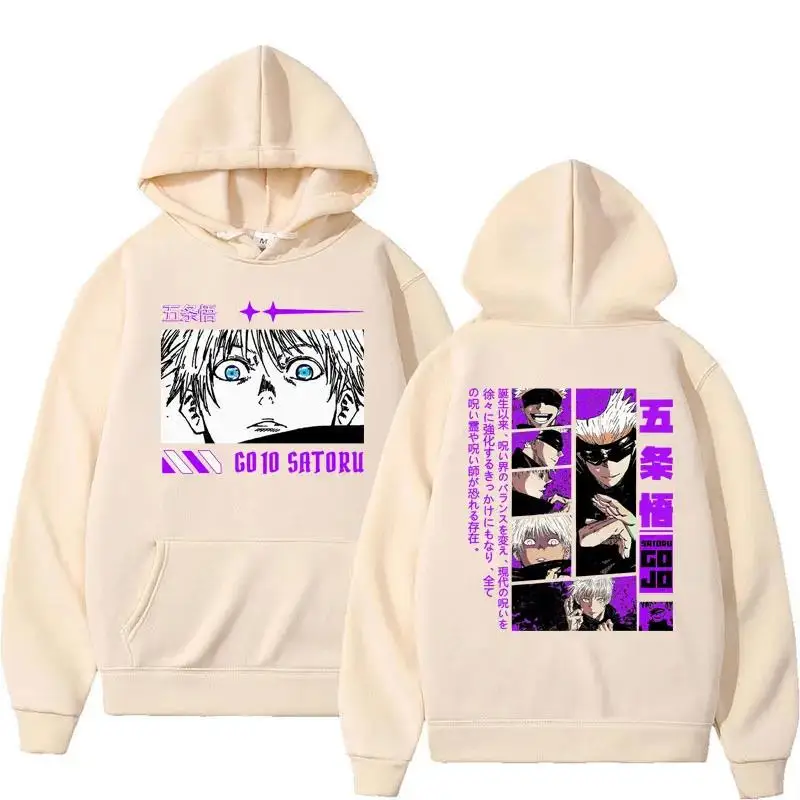 Anime Jujutsu Kaisen Gojo Satoru Hoodie for Men Women Hoodie Autumn Winter Long Sleeve Hooded Pullover Plus Size Streetwear