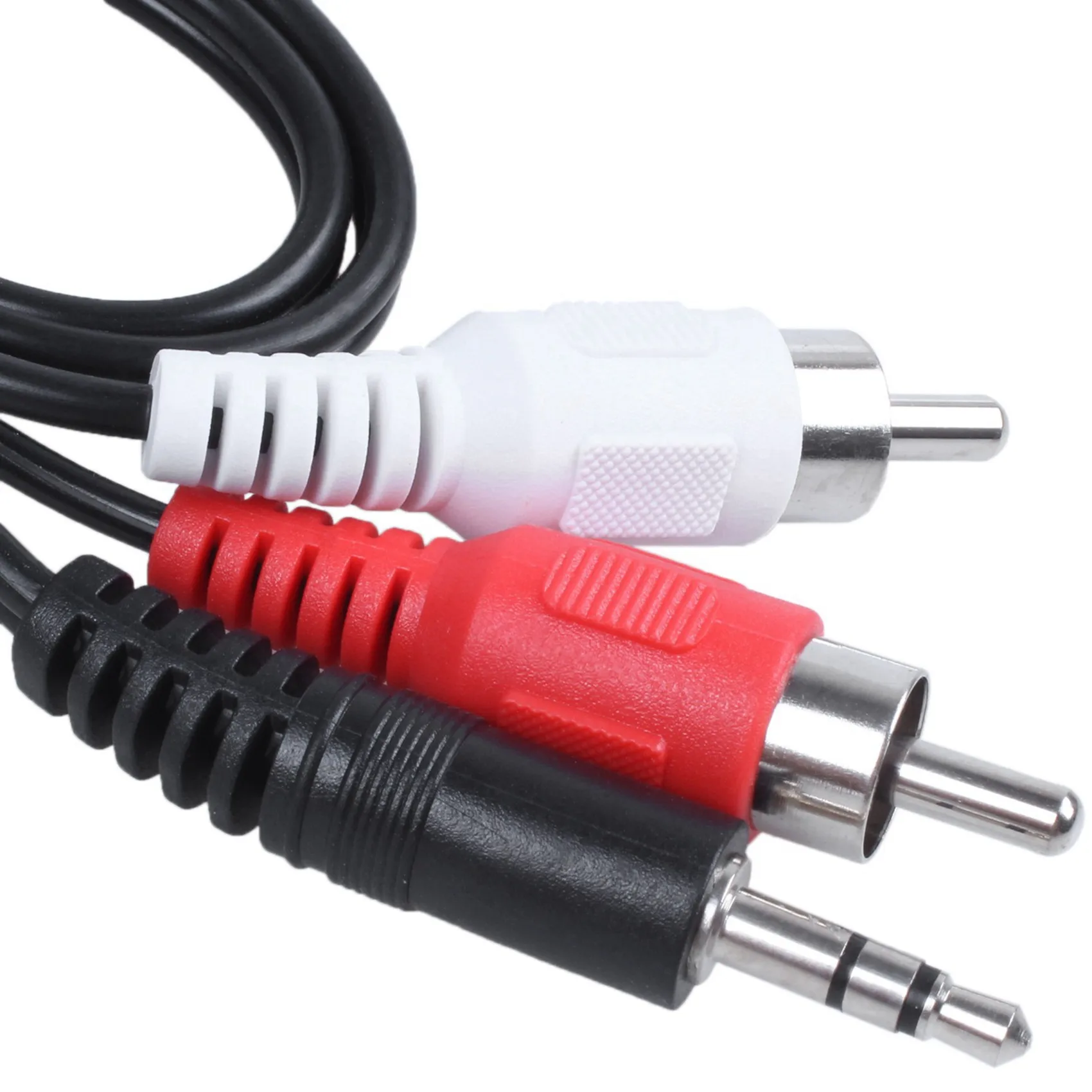 ABKN-2Pcs 3.5Mm Headphones Plug Jack To 2 X RCA AV Audio Cable
