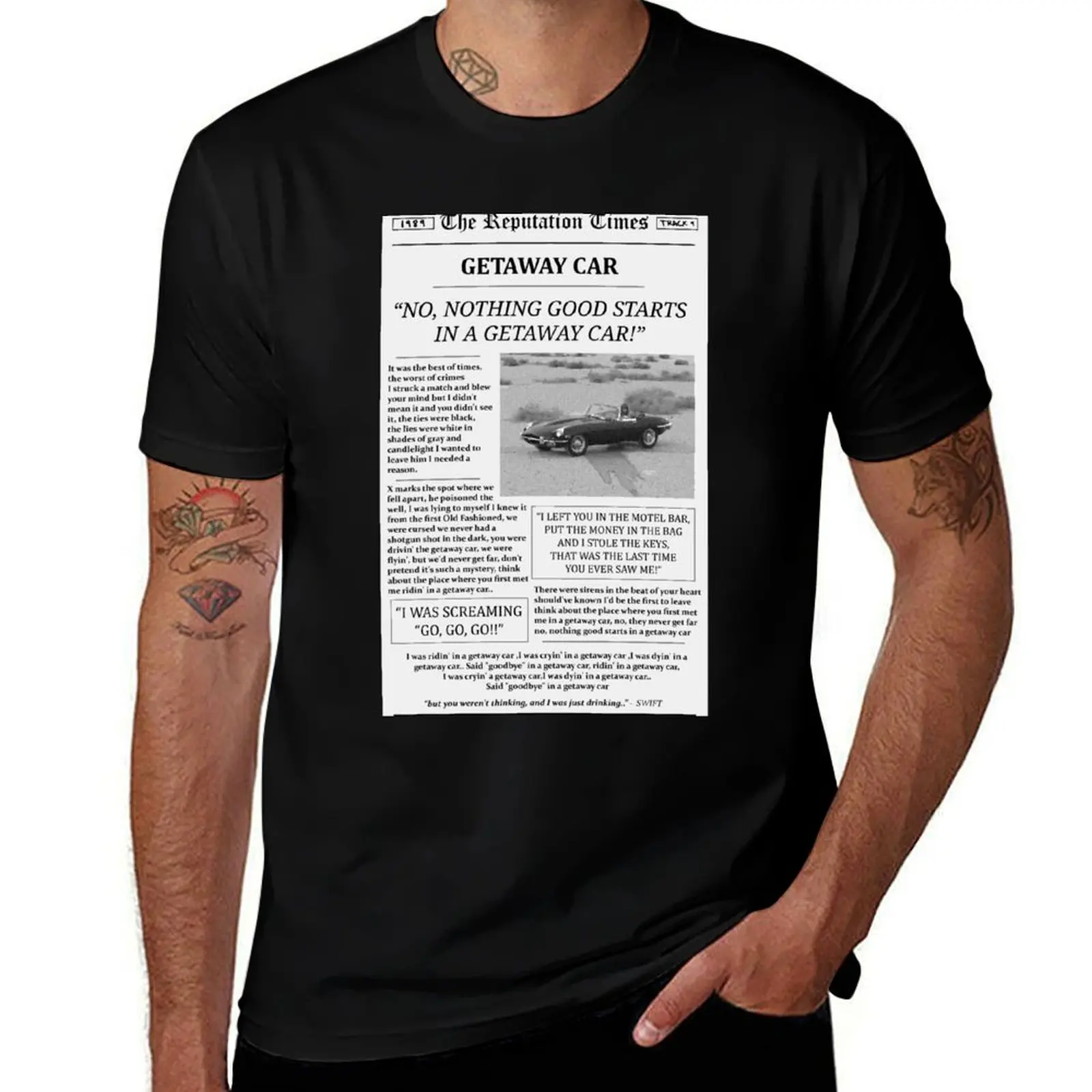 

Getaway Car Newspaper T-Shirt Plus Size Lightweight Tee Shirt