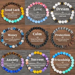 Pulseira simbólica de pedra natural, mulheres, homens, boa sorte, proteção energética, 7 chakras, meditação, pulseira, amizade, joia, presente