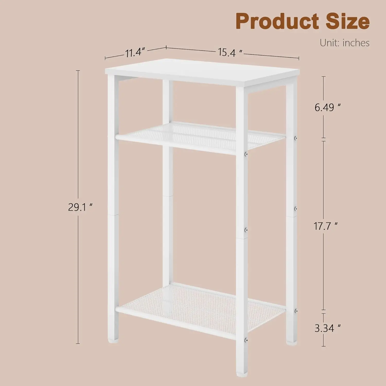 

2-Set 3 Tier End Table, Telephone Table Set of 2, Tall Side Table with Storage Set of 2, Small Nightstand for Small Spaces