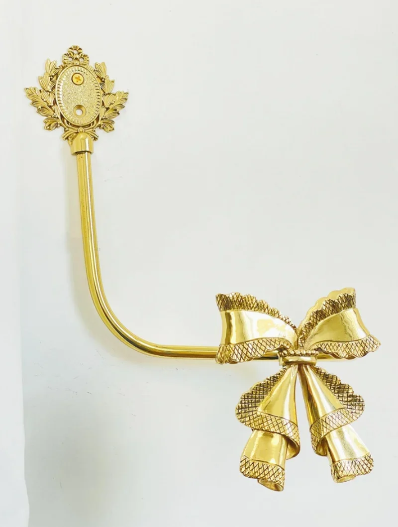 Large Bow Curtain Hook Golden Curtain Buckles Holdbacks Full Copper Wall Mounted Decoration Curtain Hangers For Window Dressing