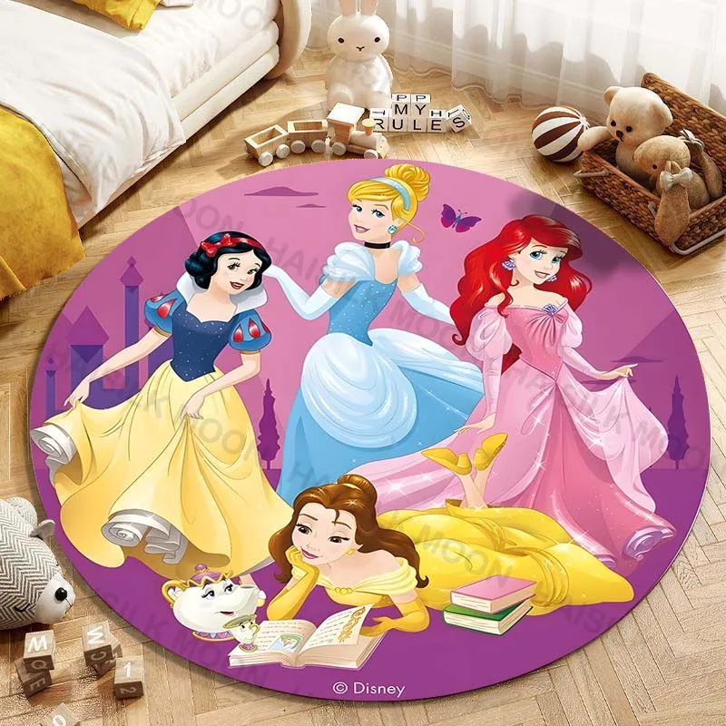 5 Sizes Disney Princess Printing Round Carpet Living Room Bedroom Table and Chair Sofa Decorative Carpet and Rug Kids Play Mat