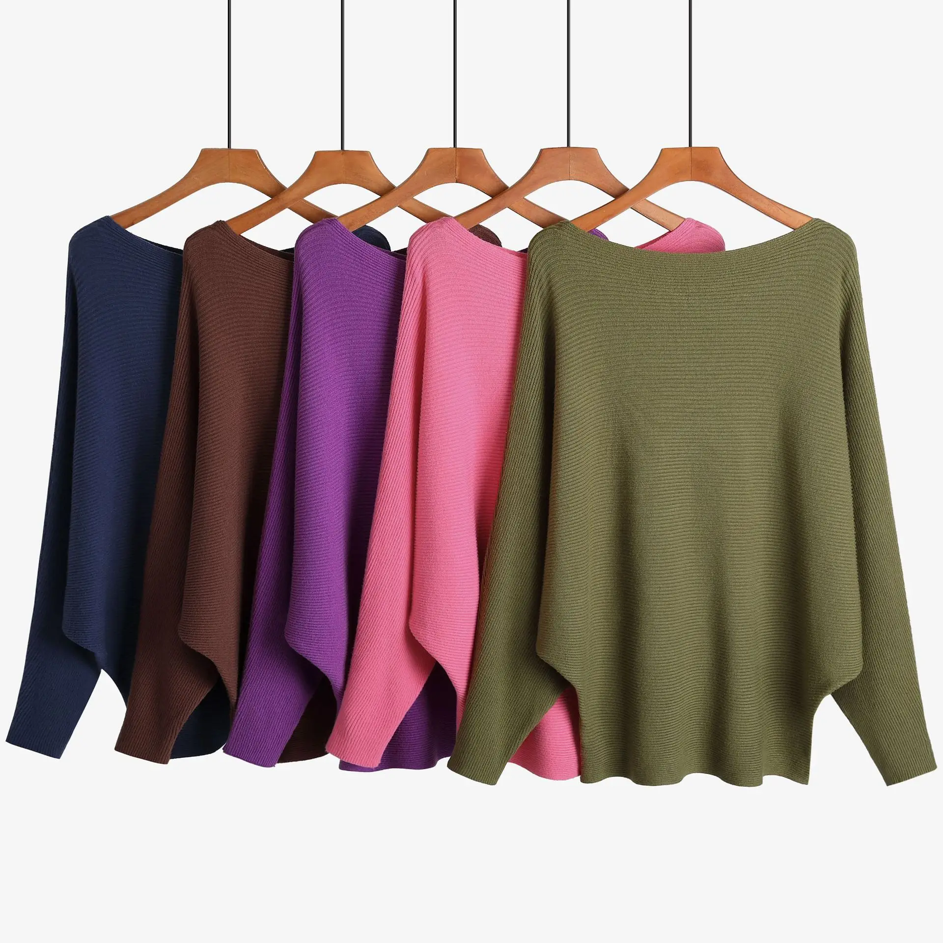 Autumn And Winter 2022 Women's Hoodie One Neck Bat Sweater Thread High Elastic Slouchy Pullover Top High Elastic Sweater 180kg