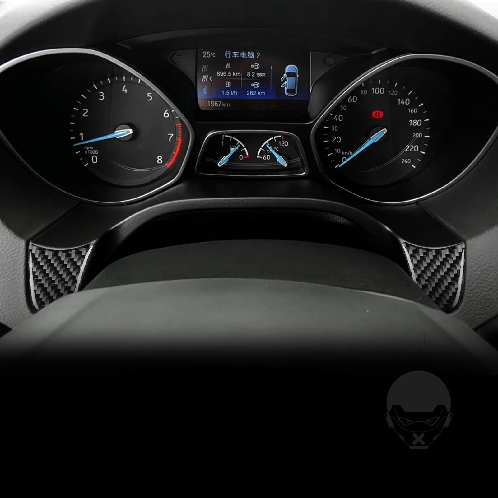 For Ford Focus SE RS ST Ecoboost 2015-2018 Real Carbon Fiber Stickers  Speedometer side panel Car Accessories inside decorative