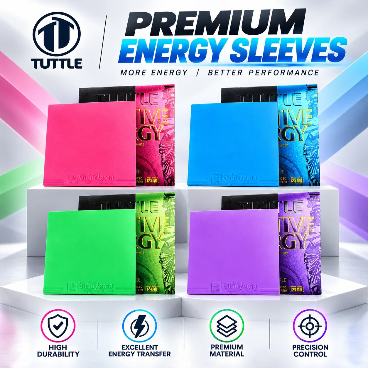 Tuttle Positive Energy Colorful Sticky Rubber Reverse Rubber High Elasticity Rubber Table Tennis Racket Rubber with Internal Sponge Rubber