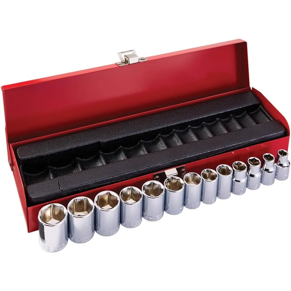 

3/8-Inch Drive Socket Wrench Set with Metric Sizes, 13-Piece Tool Kit in Durable Case for Easy Storage and Use