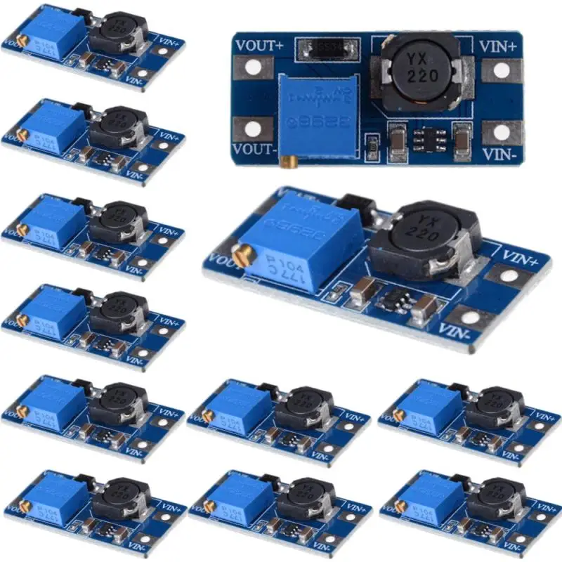 Módulo de impulso DC-DC 2a placa de fonte de alimentação de impulso conversor intensificador entrada de reforço 3v/5v para 5v/9v/12v/24v ajustável mt3608