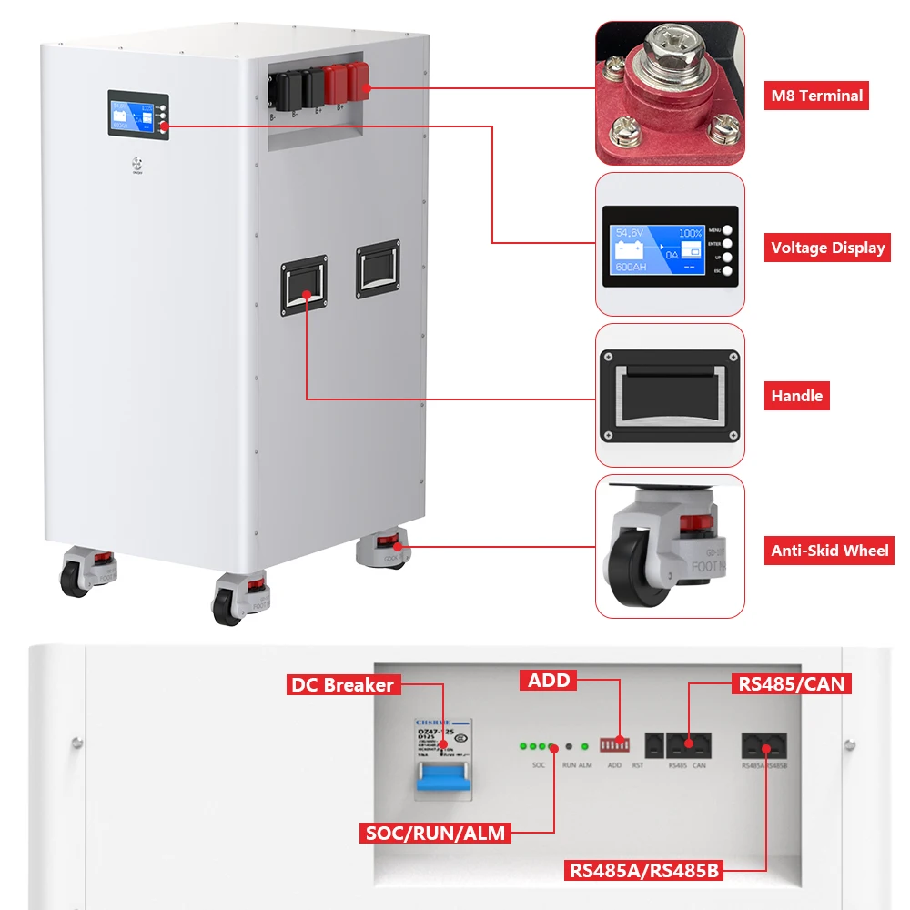 LiFePO4 Battery 48V 600Ah Lithium Battery 51.2V 300Ah 15KW 6000 Cycles Bluetooth BMS CAN RS485 LED Display For Solar EU No Tax