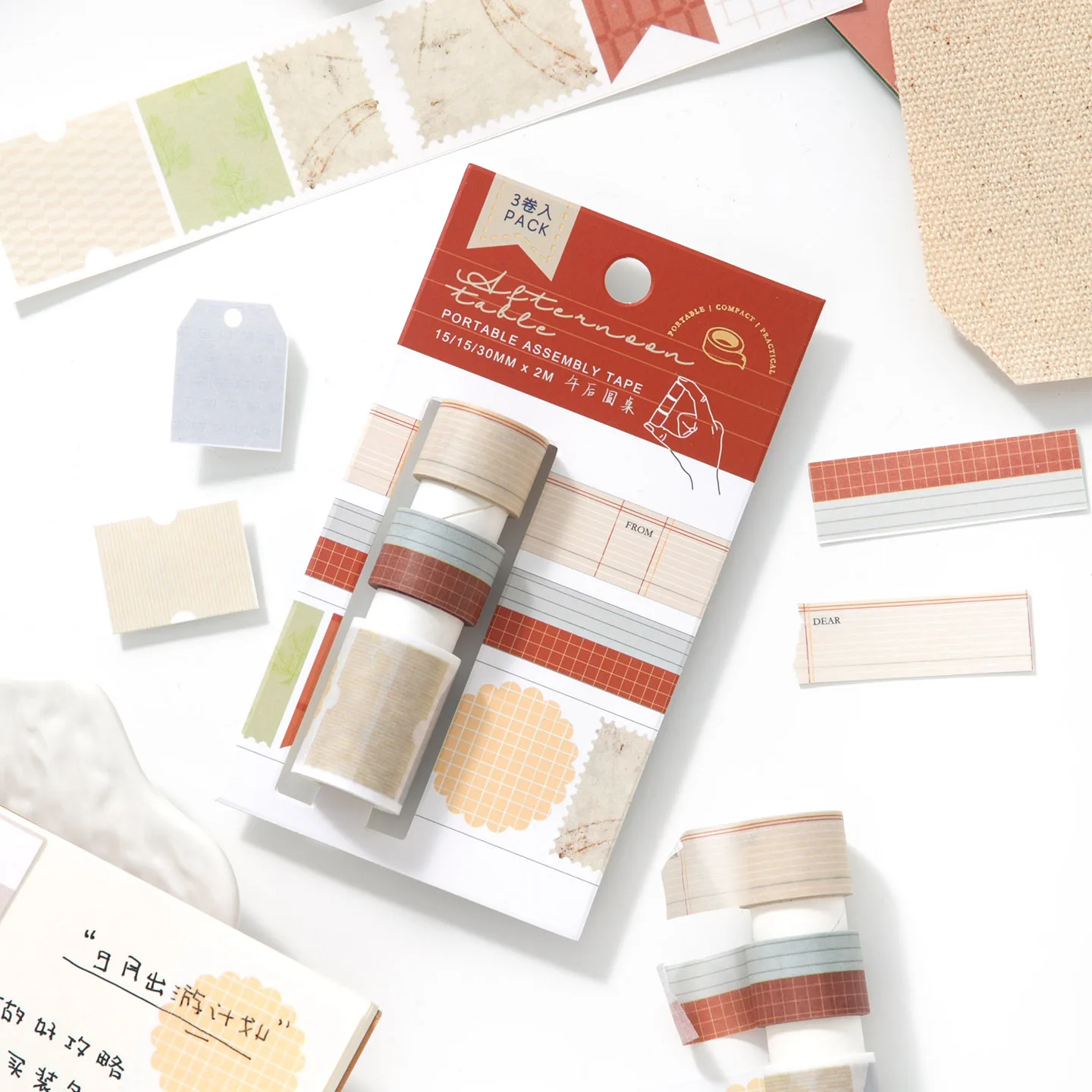 Journal GO 1.5/3x200cm 3 rolls INS Style Tape Stickers for Collage Junk Journal Scrapbooking diy Planner Dairy diy Masking Tape
