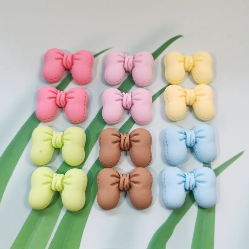 10Pcs Candy Color Butterfly Bow Resin DIY Shoes Hat Icebox Barrette Mobile Phone Case Scrapbook Cream Glue Flat Back Resin