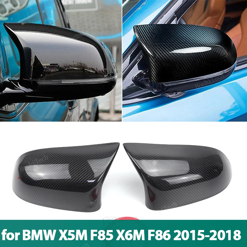 

Real Carbon Fiber Side wing Mirror cover Cap add-on for BMW X5M F85 X6M F86 2015-2018 Add on Cap Caps