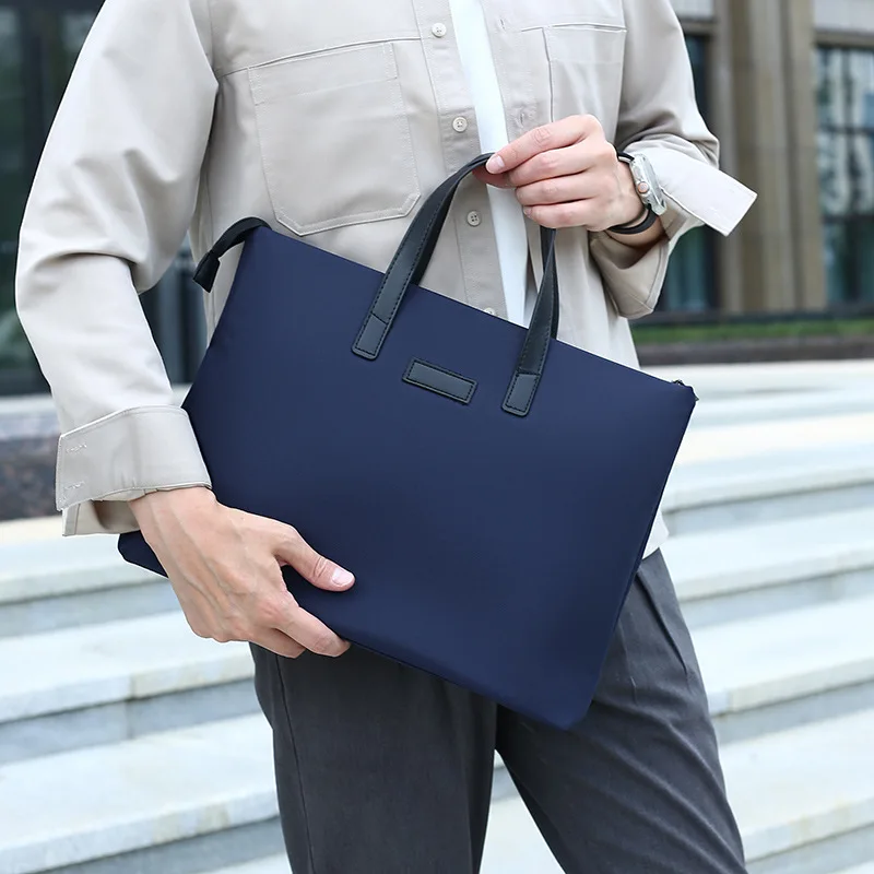 Men's 13 14 Inch Laptop Briefcase, Waterproof Oxford Cloth Large‑Capacity Business Handbag, Office Document Carrying Bag