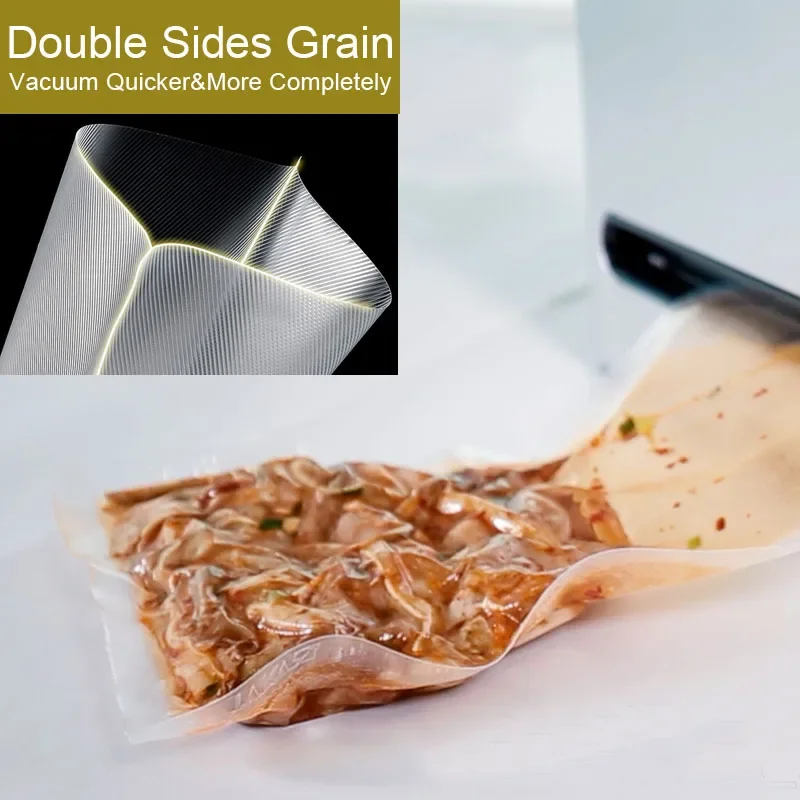 Food Sous Vide Vacuum Sealer Bags Double Sides Grain Meat Fruit Vegetable Storage Packaging Food Saver Bag 500cm Free Cutting