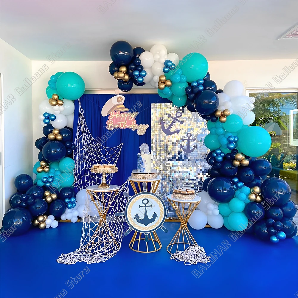 178pcs Navy Blue Balloon Garland Arch For Kids Baby Shower Nautical Sailing Theme Birthday Party Globos Wedding Party Decoration