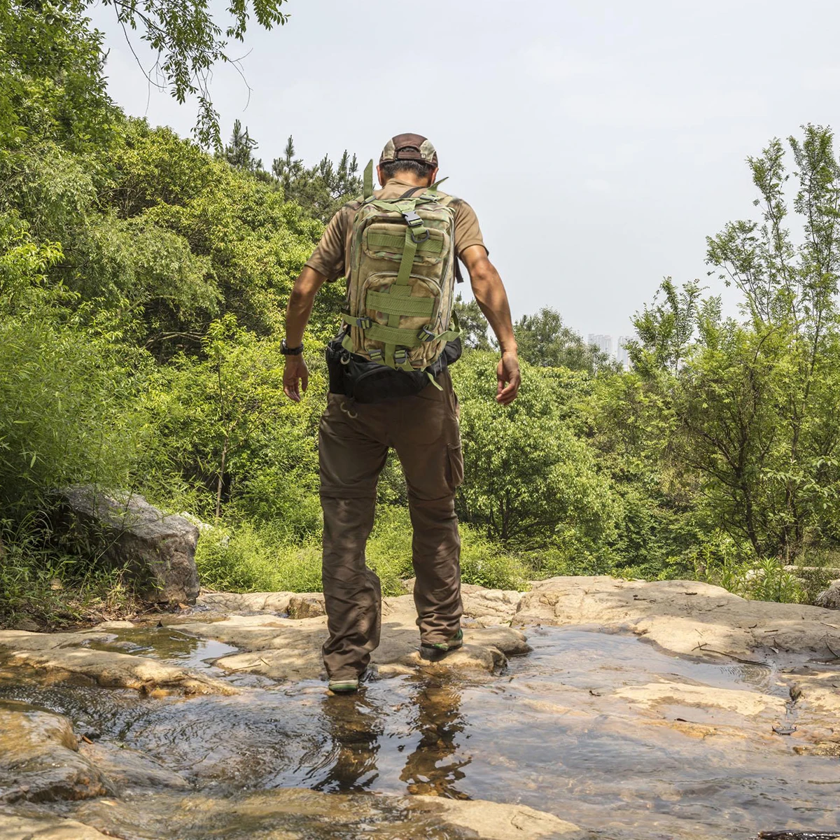 

Camouflage Backpack Outdoor Hiking Camping Gear Lightweight Multi Pocket Adjustable Straps Comfortable Travel