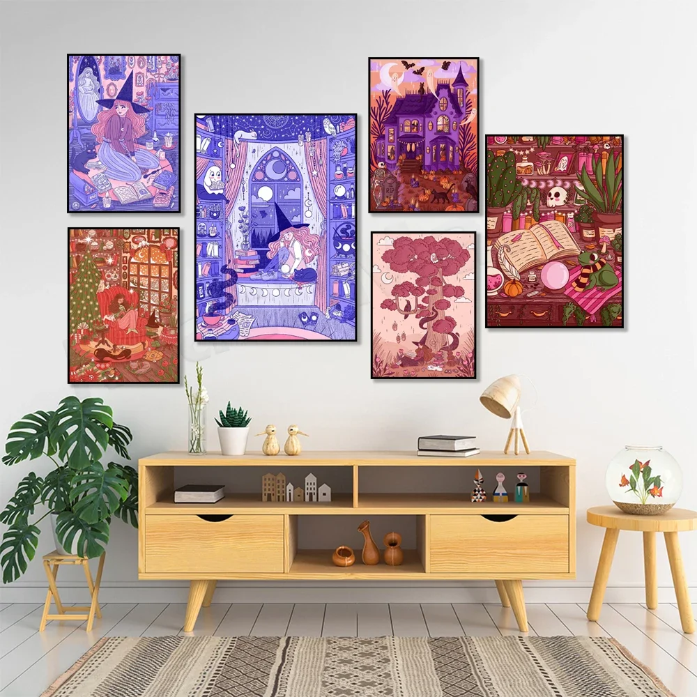 Halloween Altar and Crow Art, Altar Poster, Halloween and Astronomy Art, Halloween