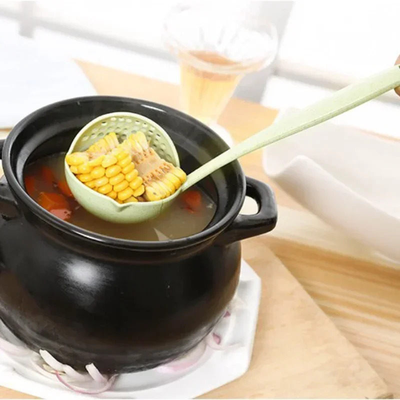 ملعقة حساء بلاستيكية بمقبض طويل ، مصفاة مطبخ ، مصفاة طهي بلون واحد ، مغرفة جديدة ، مصفاة أدوات طاولة ، ساخنة #3