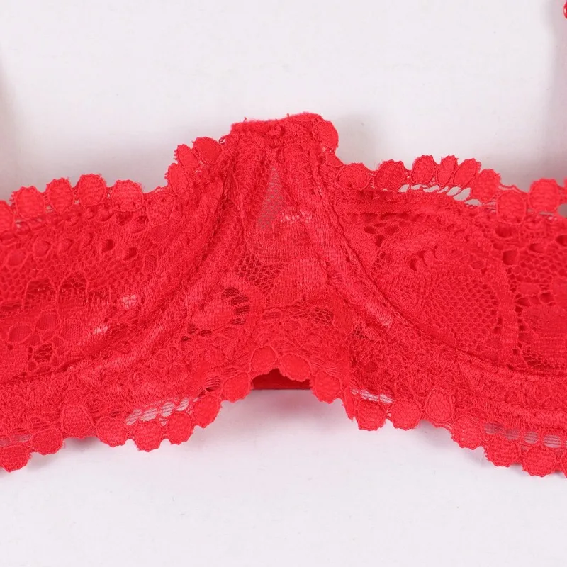 Sexy Women Lace Cutout Lingerie Set Naughty 1/4 Cupless Underwire Push Up Bra Crotchless Panty 2 Piece Lingerie Set Outfits view 4