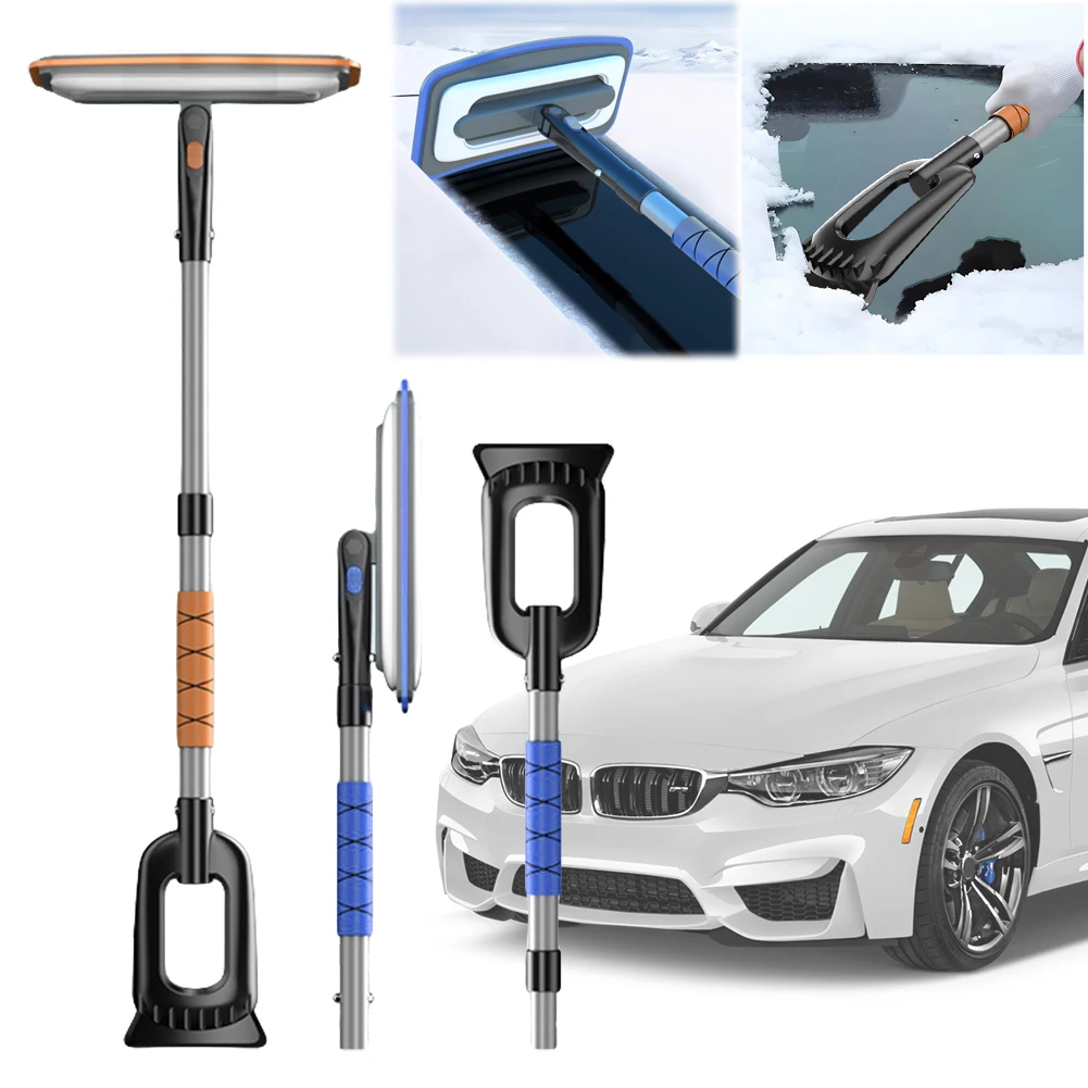 3-in-1 Retractable Snow Remover 360° Rotation Front Windshield Ice Scraping Defrost Broom Anti-Slip for Car Windshield Window